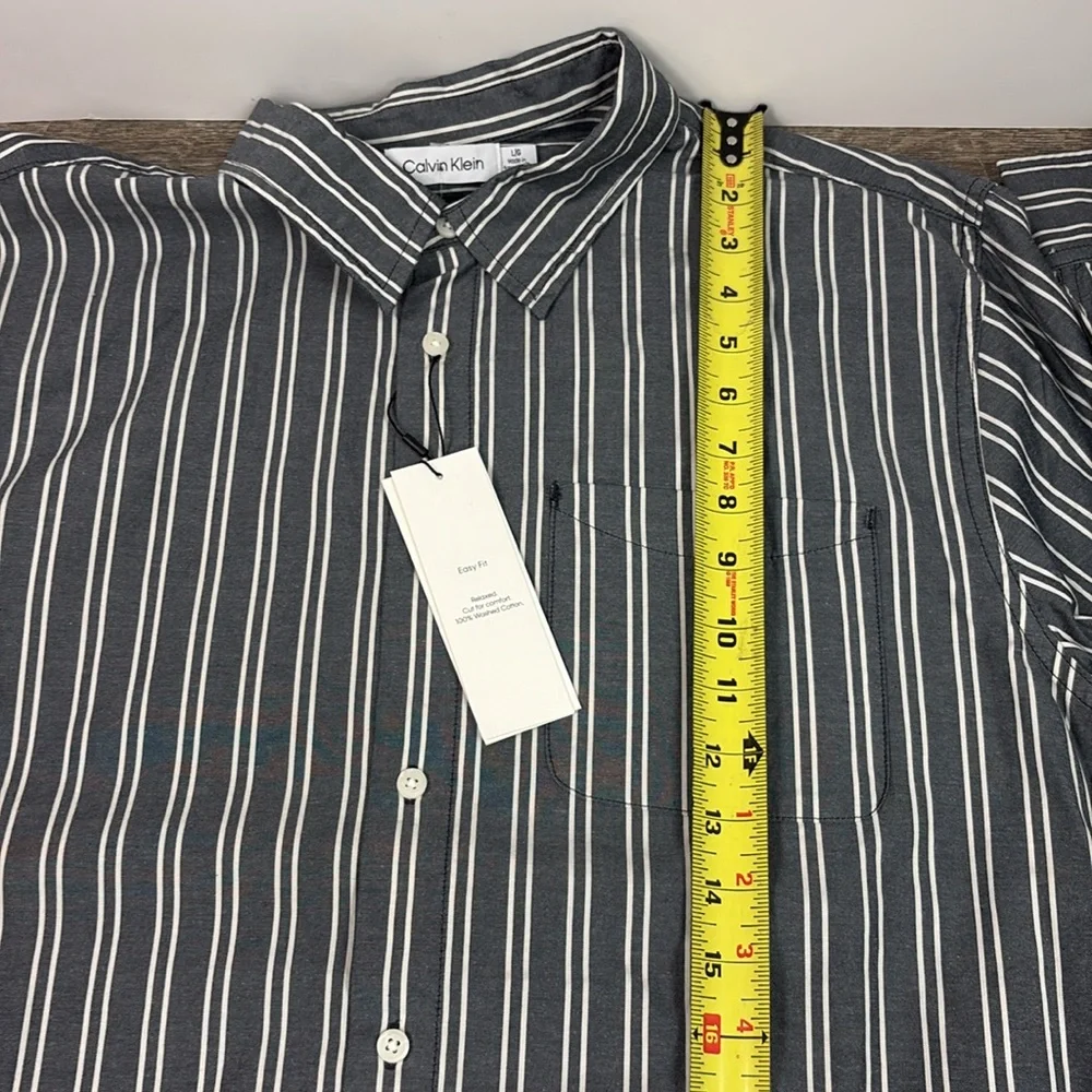 NEW Calvin Klein Men’s Easy Relaxed Fit Casual Long Sleeve Shirt -Dark Sapphire - Picture 9 of 10